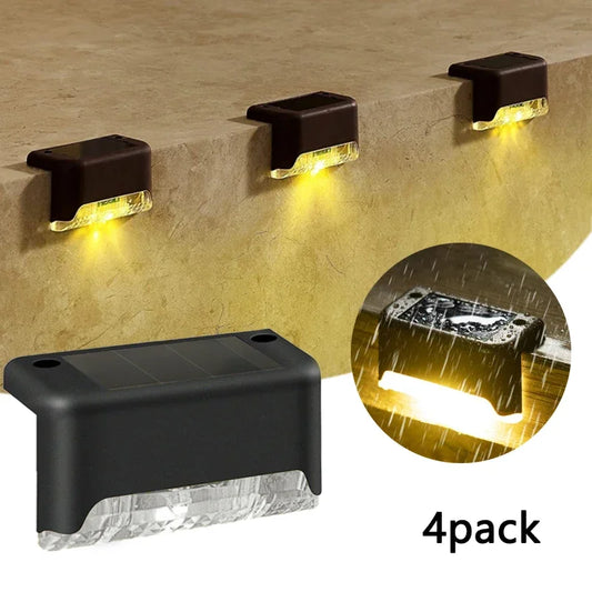 4Pcs Garden Fence LED Wall Light Deck Step Lamp Yard Corridor Landscape Lighting External Solar Wall Lamp Home Decor Night Light