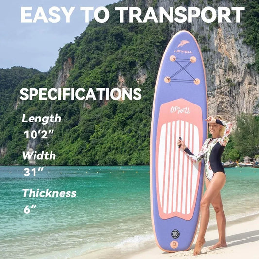 10’2”Stand Up Paddle Board for Youth & Adults, Inflatable Paddle Board with Stable Design