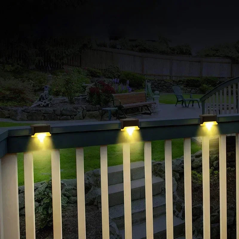 4Pcs Garden Fence LED Wall Light Deck Step Lamp Yard Corridor Landscape Lighting External Solar Wall Lamp Home Decor Night Light